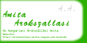 anita arokszallasi business card
