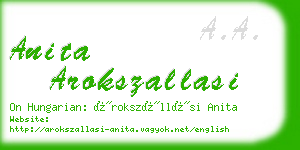 anita arokszallasi business card